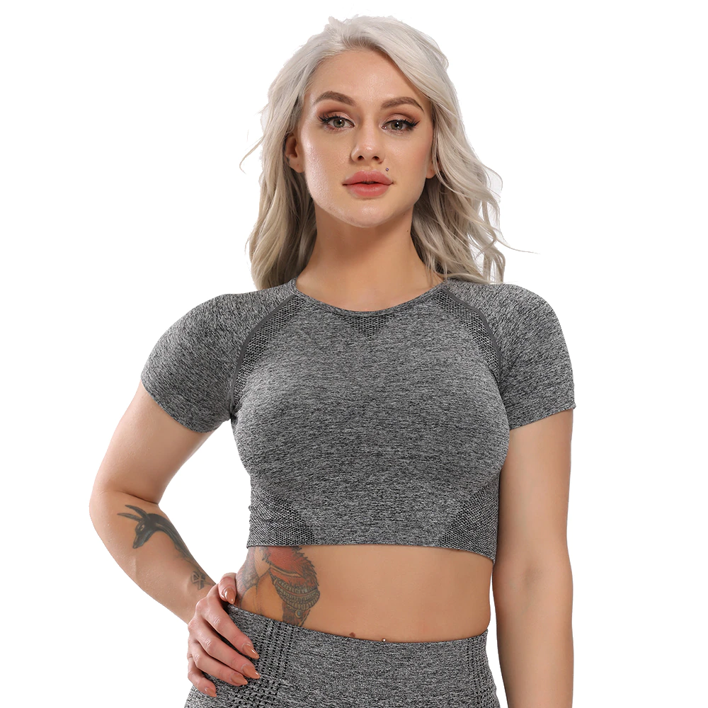 Grey / S Seamless Yoga Top For Women - skyjackerz