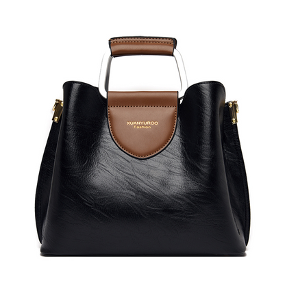 Black Elegant Leather Shoulder Bag for Women - Leather Handbag - skyjackerz