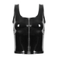 Women's U-Neck Short Leather Vest - skyjackerz