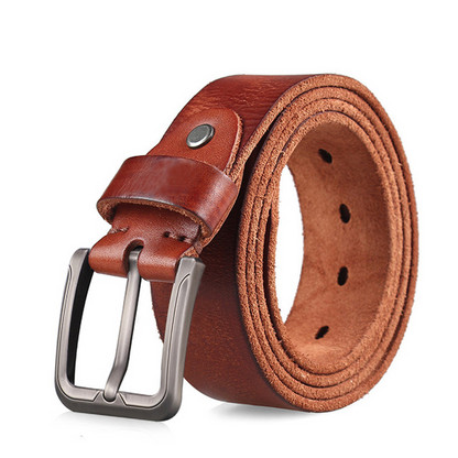 Brown / 105 Men's Classic Vintage Genuine Leather Belt - skyjackerz