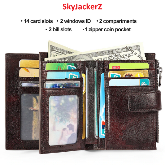 Trifold Leather Wallet For Men - skyjackerz