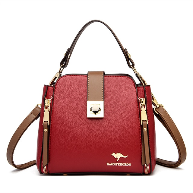 Red Elias Leather Handbags For Women - skyjackerz