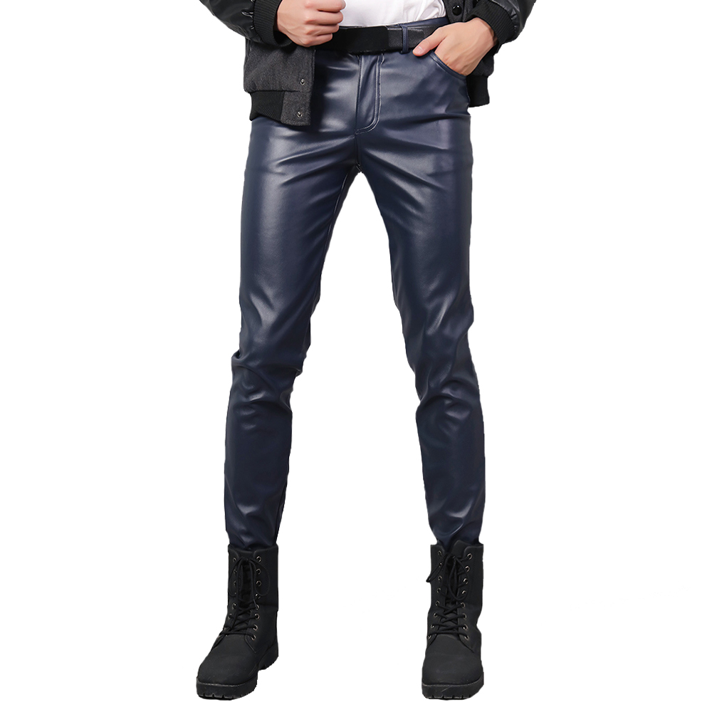 Men's Skinny Elastic Leather Pants – skyjackerz