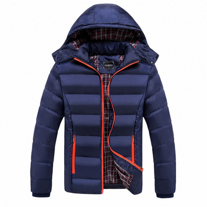 Blue / S Men's Hooded Puffer Jacket - skyjackerz