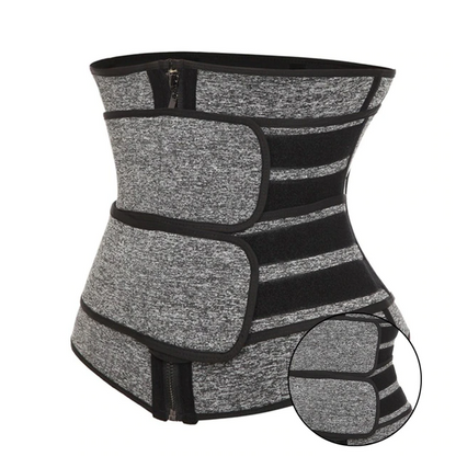 Grey - Zipper- 2 Blet / S Women Neoprene Waist Trainer Belt - skyjackerz