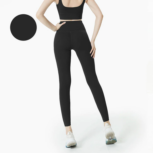 Black / S Plain Yoga Tights For Women's - skyjackerz