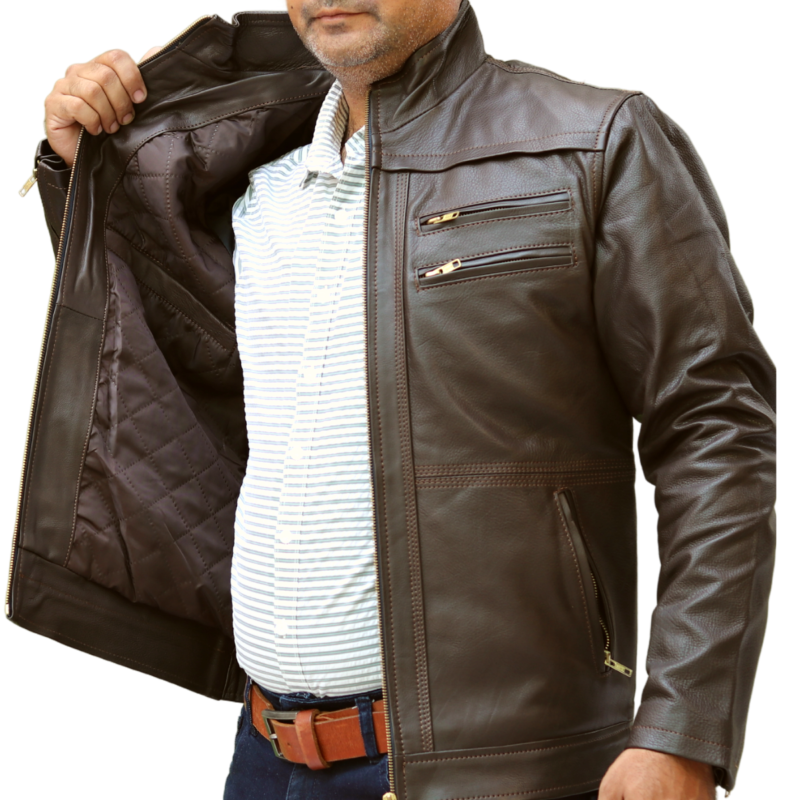 Dark Brown Leather Jacket For Men - skyjackerz