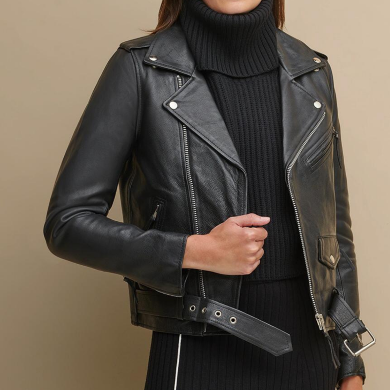 Biker Black Leather Jacket For Women - skyjackerz