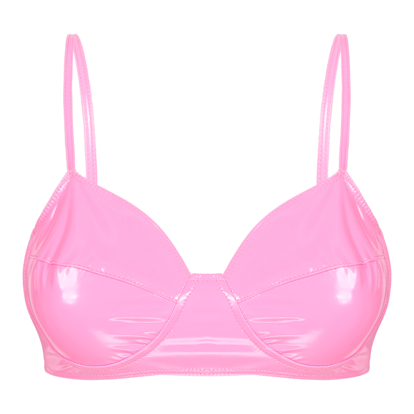 Pink / S Faux Leather Bra For Women - skyjackerz