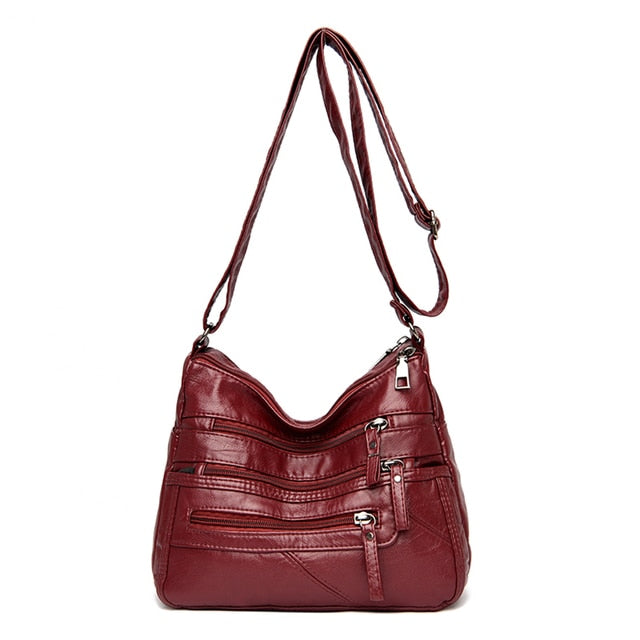 Burgundy Aubrey Shoulder Leather Bag For Women - skyjackerz