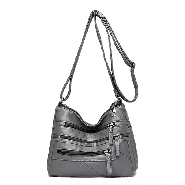Gray Aubrey Shoulder Leather Bag For Women - skyjackerz