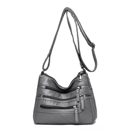 Gray Aubrey Leather Shoulder Bag for Women - Stylish Handbag - skyjackerz