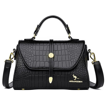 Black Women's Crocodile Leather Designer Handbag - Leather Purse - skyjackerz