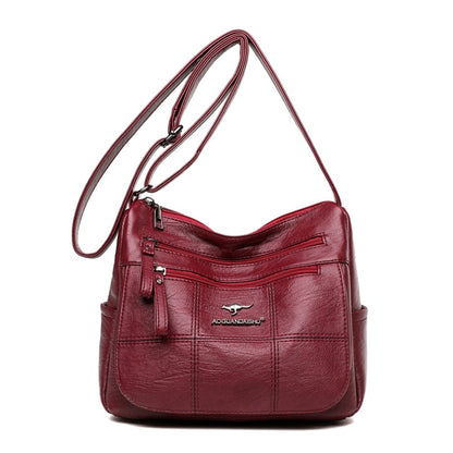 Red Amy Leather Crossbody Purse for Women - Stylish Handbag - skyjackerz