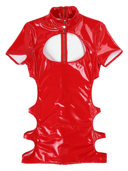 Women's Sexy Cutout Latex Dress - skyjackerz