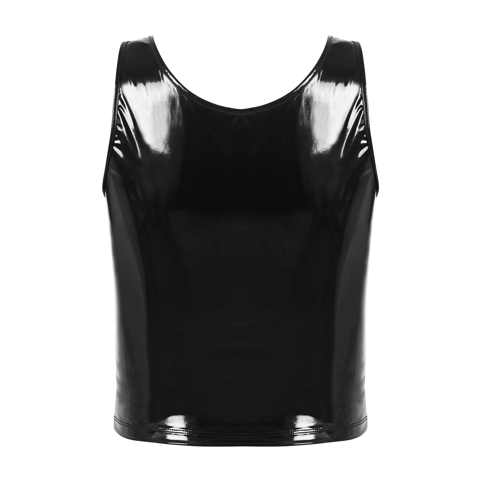 Women's U-Neck Short Leather Vest - skyjackerz