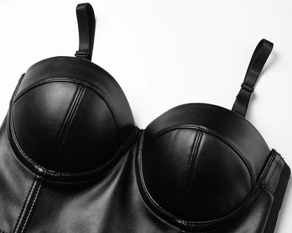 Women Leather Bikini Top & Skirt - skyjackerz