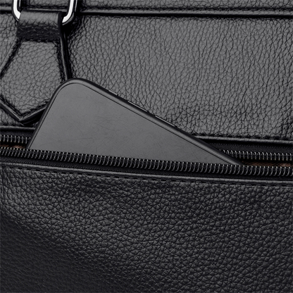 Black Ava Leather Crossbody Messenger Bag for Women - skyjackerz