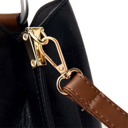 Black Elegant Leather Shoulder Bag for Women - Leather Handbag - skyjackerz