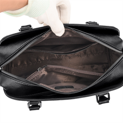 Black Ava Leather Crossbody Messenger Bag for Women - skyjackerz
