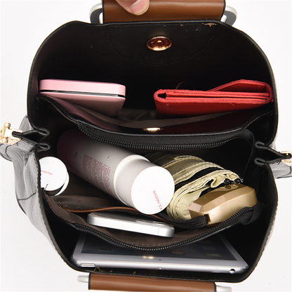 Black Elegant Leather Shoulder Bag for Women - Leather Handbag - skyjackerz