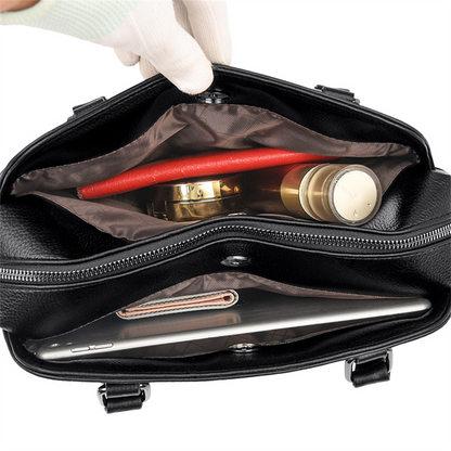 Black Ava Leather Crossbody Messenger Bag for Women - skyjackerz