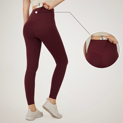 Wine-Red / S Women's High Waist Yoga Tights - skyjackerz