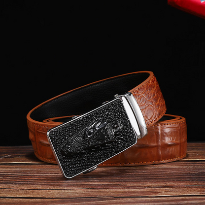 4 / 105 cm Men's Crocodile Head Genuine Leather Belt - skyjackerz