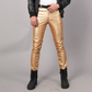 Gold / 28 Men's Skinny Elastic Leather Pants - skyjackerz