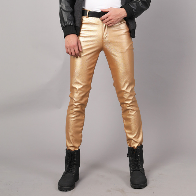 Men's Skinny Elastic Leather Pants – skyjackerz