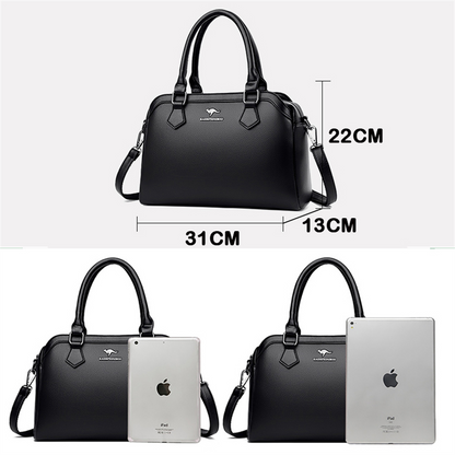 Black Ava Leather Crossbody Messenger Bag for Women - skyjackerz