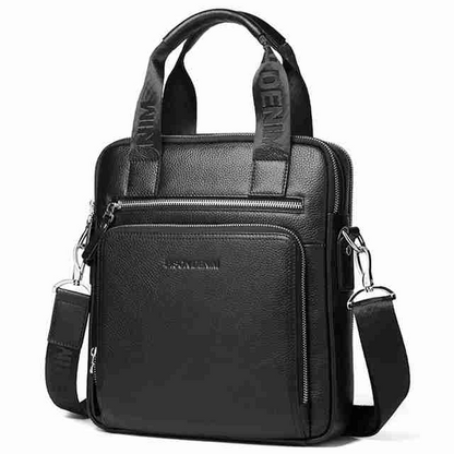 Black-B Men's Leather Crossbody Shoulder Bag - skyjackerz