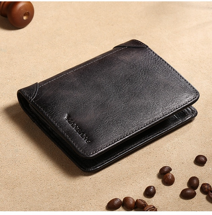 Black Men's Vintage Leather Wallet - skyjackerz