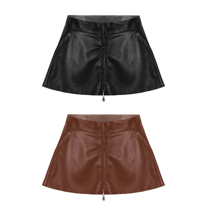 Women's Leather Mini Skirt - skyjackerz