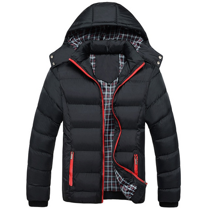Red / S Men's Hooded Puffer Jacket - skyjackerz