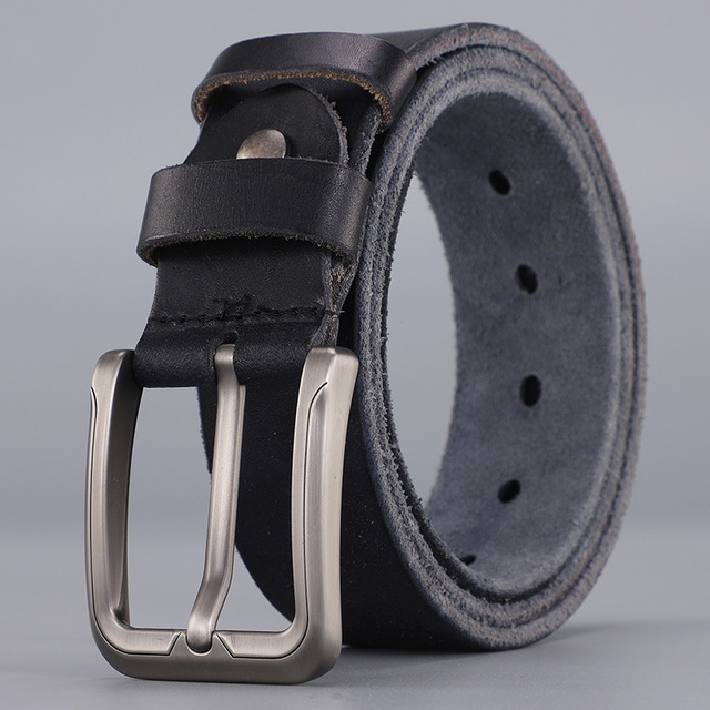 Black / 105 Men's Classic Vintage Leather Belt - skyjackerz