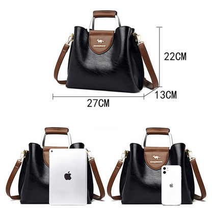 Black Elegant Leather Shoulder Bag for Women - Leather Handbag - skyjackerz