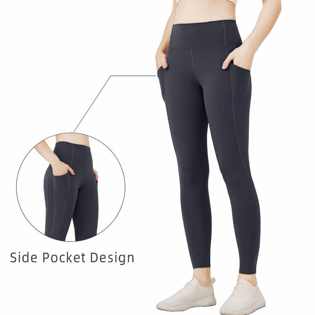 Grey / S Women's Plain Pocket Yoga Tights - skyjackerz
