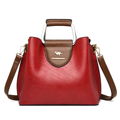 Red Elegant Leather Shoulder Bag for Women - Leather Handbag - skyjackerz
