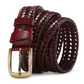 Wine-Red / 100 cm Men's Braided Genuine Leather Belt - skyjackerz