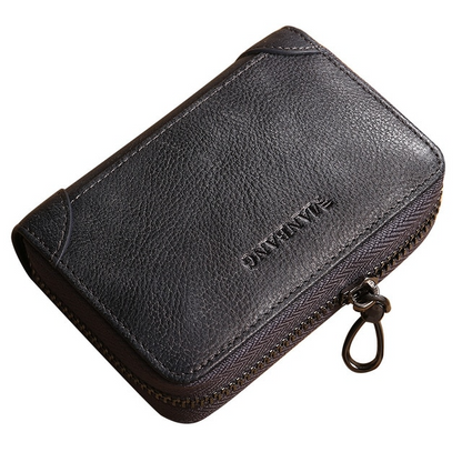 Blue Men's Buffy Zipper Leather Wallet - skyjackerz