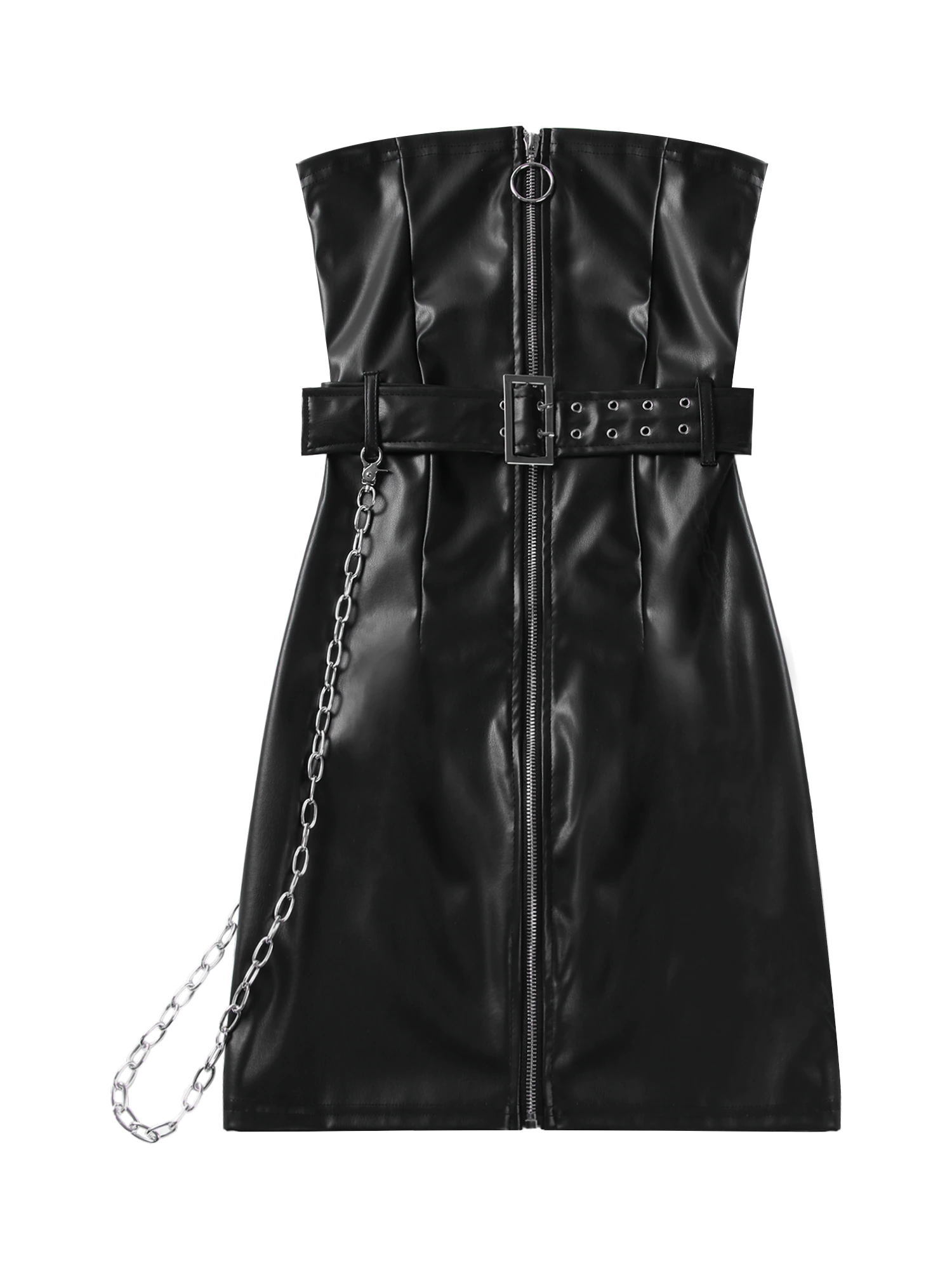 Women's Belted Leather Dress - skyjackerz