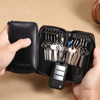 Black Vintage Leather Key Wallet For Men - skyjackerz