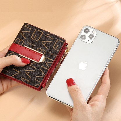 Red Women's Leather Zipper Purse - Durable Leather Handbag - skyjackerz