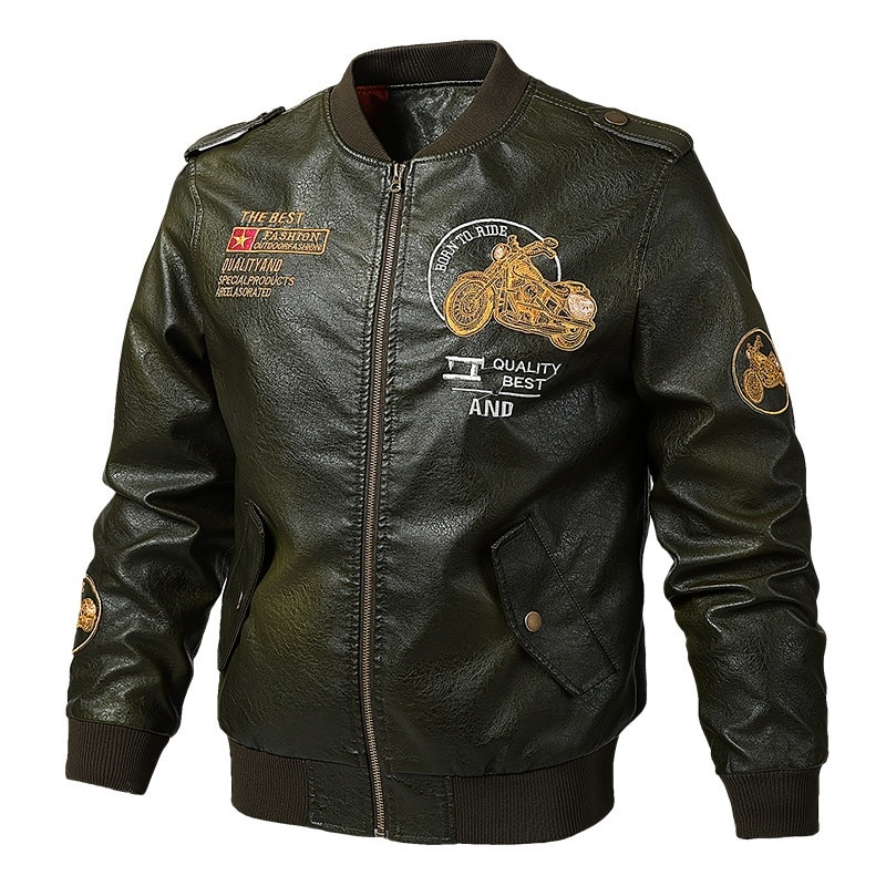 Coffee / S Men's Biker Leather Jacket - skyjackerz