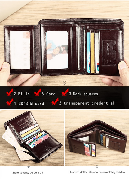 Black Classic Leather Wallet For Men - skyjackerz