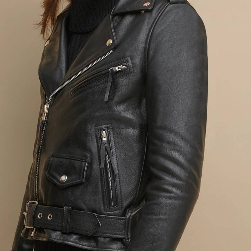 Biker Black Leather Jacket For Women - skyjackerz