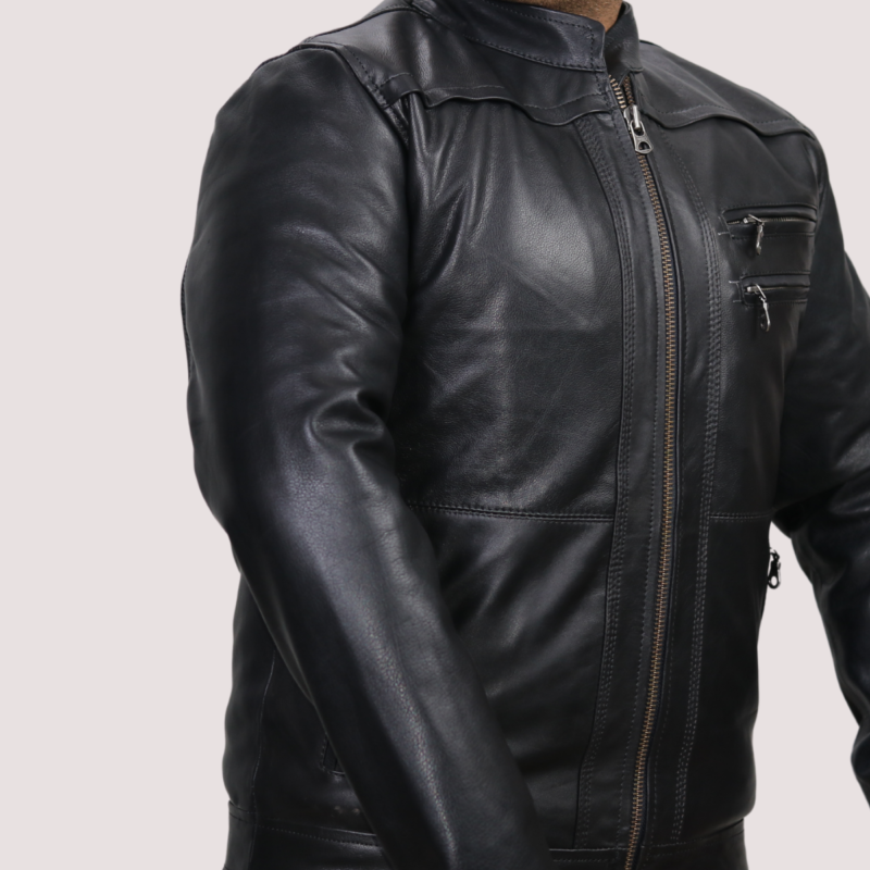Mark Casual Black Leather Jacket For Men - skyjackerz