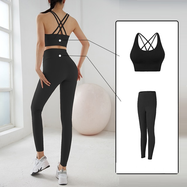 Black / S Push Up Yoga Outfit For Women - skyjackerz