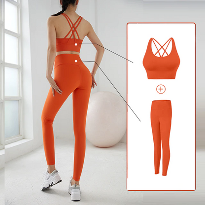 Orange / S Push Up Yoga Outfit For Women - skyjackerz